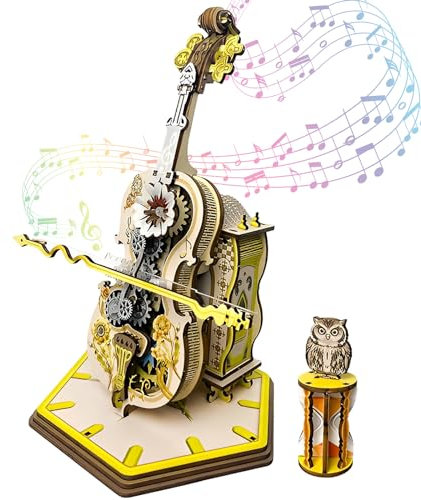 Gatphy 3D-Puzzle aus Holz, Violine, 3D-Puzzle, Musikbox, Schloss im Himmel, 3D-Puzzle aus Holz, Spieluhr, künstlerische Ornamente, Spieluhr, Büro, für Erwachsene und Kinder, DIY, 200041596