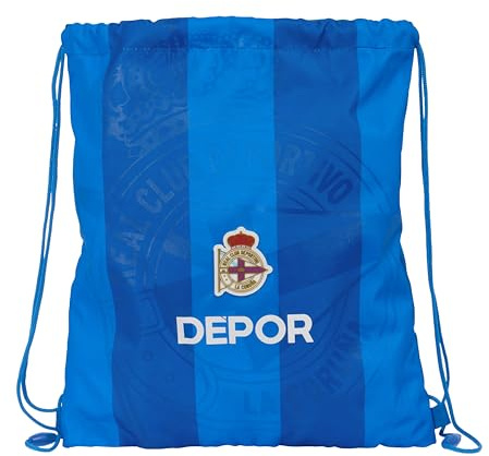 Real Sport La Coruña - Großer flacher Rucksack, Rucksack, ideal für Kinder unterschiedlichen Alters, bequem und vielseitig, Qualität und Widerstandsfähigkeit, 35 x 40 cm, Blau, blau, Estándar, Casual