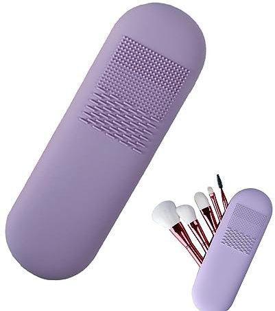 SenhE Silicone Makeup Storage Box | Silicone Cosmetic Brushes Organizer,Travel Makeup Brush Holder for Eyeliner, Lip, and Eyeshadow Brushes