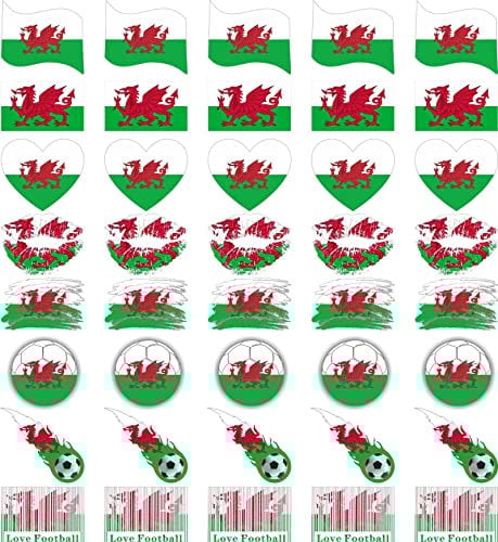 National Flag - English Rugby/Football Country Flag, 8 Pack /40 Tattoos Temporary Face & Body Tattoo Sticker for trips to the pub, Sporting events St Georges Day (Welsh)