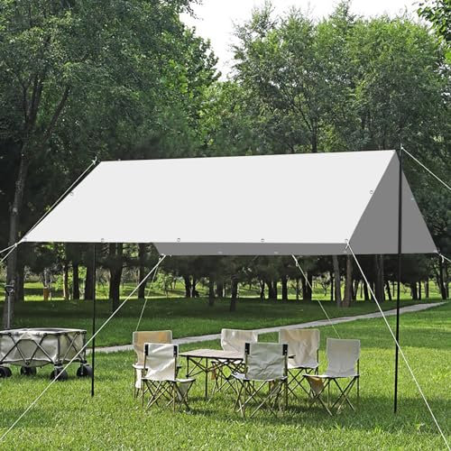 Sonnensegel Wasserdicht 5 x 10 m, Sun Sonnensegel Sonnenschutz Sonnenschutz UV Schutz Windschutz Sonnensegel Balkon mit Ösen Und Befestigungsseile, Weiß