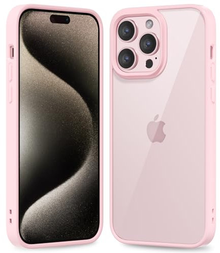 oakxco für iPhone 15 Pro Max Hülle Durchsichtig, Transparent Handy Hülle Klar Ultra Dünn Handyhülle Slim, Glatt Hart Plastik Schutzhülle & Einfarbig TPU Weich Bunt Gummi Silikon Bumper, Rosa