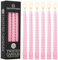 DECO EXPRESS Stabkerzen Set 3er oder 6er, Gedrehte Spiralkerzen, Bunte Kerzen, Brenndauer 6 Stunden Unparfümiert (Babyrosa – 6er-Pack)