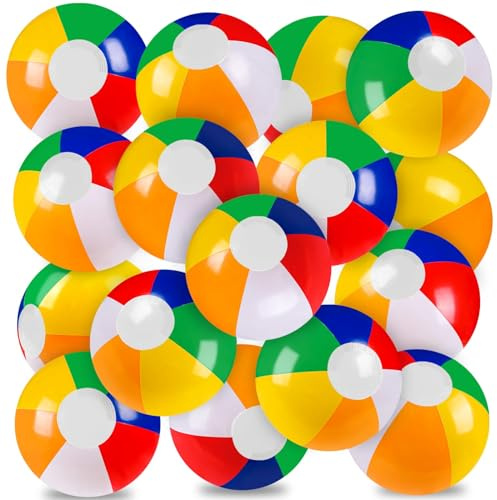 XIMISHOP 12Packs 12 Inch Rainbow Inflatable Beach Balls for Kids