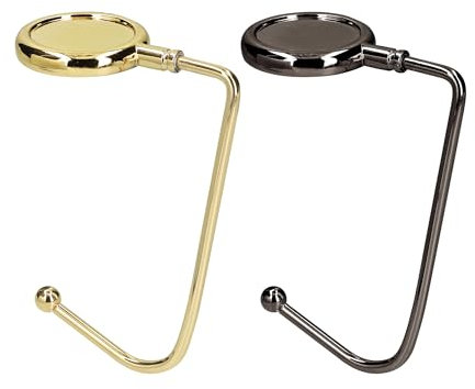 kwmobile 2X Tisch Handtaschenhalter Haken - Antirutsch Taschenhaken Halterung Handtaschen - Taschenaufhänger Halter in Gold Schwarz