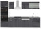 Vicco Küchenzeile R-Line, Anthrazit Hochglanz/Weiß, 300 cm mit Hochschrank, AP Anthrazit