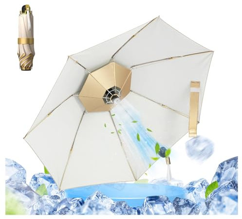 LFLIFENG 3in1 Cooling Umbrella with Fan Fold Summer Umbrella with Fan USB Rechargeable Umbrella with Fan Sunscreen Summer Umbrella, Umbrella with Fan