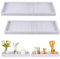 Huiguli 2 Pcs Bandeja Antideslizante de Cuarto de Baño, Silicona Bandejas Decorativas para Hogar Salón Dormitorio, Joyas Velas Jabón Perfumes Bandejas Decorativa, Blanco Mármol, 30,5x12,7cm