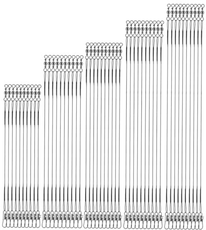 50Pcs Stainless Steel Fishing Leaders Anti-Bite Fishing Leaders Stainless Steel Wire Traces Pike Fishing 5 Size 10cm 15cm 20cm 25cm 30cm Accessories for Saltwater and Freshwater