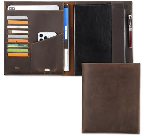 CataPurus Padfolio aus genarbtem Leder, 32,8 cm (12,9 Zoll), handgefertigt, multifunktional, RFID-Block, Business-Portfolio-Organizer, passend für Kreditkarten, Handy, 13 iPad Pro, A4,