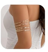 Hebterrka Zarter Armreif für Frauen, Trendiger 18K Vergoldeter Armreif für den Oberarm, Einfacher und Filigraner Statement Armreif, Handgefertigter Minimalistischer Schmuck
