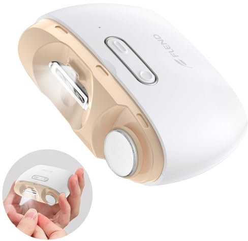 Electric Nail Clippers, Automatic Nails Blanking Sanding Polisher 2 in 1, Portable Nail File, Fingernail Cutter with LED Light, No Noise, One Key Operation, Safety Fingernail Trimmer for Baby