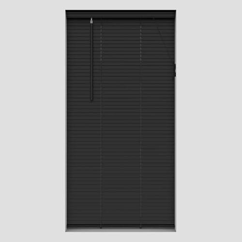 25mm Wooden Venetian Blind - Black - 60cm x 160cm
