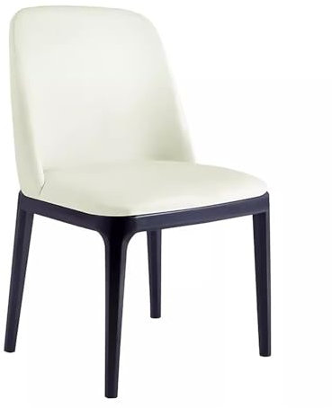 Modern Faux Leather Dining Room Chairs with Wrought Iron Backrest for Living Room Bedroom Kitchen or Hotel White