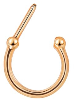 Lantine 16G Horseshoe Shaped Septum Ring Daith Earring Straight Rod Clicker Helix Tragus Conch Cartilage Hoop Stainless Steel Gold Black Rose Gold Nose Hoop D Shape Septum Piercing 10mm