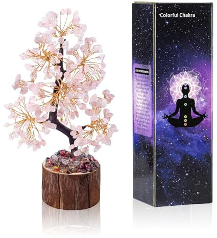 Bocguy Cristaux de Quartz Arbre de Cristal, Cristal de l'arbre de Vie, Pierre Précieuse Rose Décoration de Bonsaï, pour la Décoration à la Maison ou au Bureau, Cadeaux Porte-Bonheur