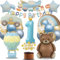 1. Geburtstag Junge Bär Deko Party, Luftballon Geburtstag 1 Jahr Blau Gold, Kindergeburtstag Deko Bär Auto Regenbogen Flugzeug, Happy Birthday Banner und Tortendeko (Geburtstagsdeko 1 Jahr Junge Set)