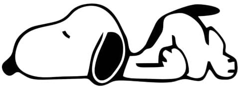 Snoopy Vinyl Stickers for Car Rear Boot, Window, Laptop, iPad, Motorcycle – Rider Design (15x15cm) and Sleepy Design (6x17cm) – Durable Laminated Decals – Black or White (Black, Sleepy 6x17cm)