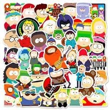 South_Park Aufkleber 50 Stück Vinyl Aufkleber für Laptop, Stoßstange, Skateboard, Wasserflaschen, Computer, Telefon, Cartoon-Anime-Aufkleber für Kinder, Teenager, Erwachsene