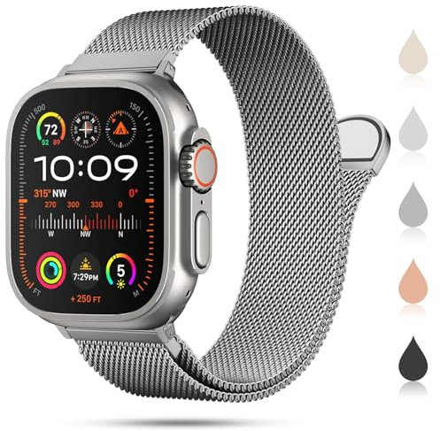 OULUOQI Correa de repuesto y pulsera compatible con Apple Watch 44mm 46mm(Series 10) 45mm 49mm, Correa de metal de acero inoxidable para Series 11 10 9 8 7 6 5 4 3 Ultra3/2/1