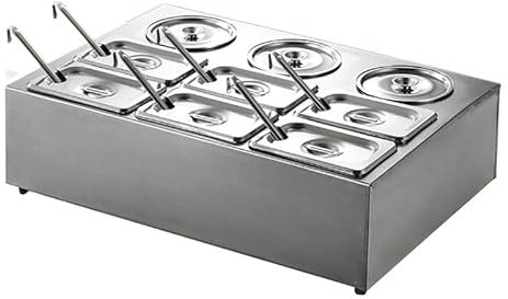 XLIHAWY Pizzabelagstation Aus Edelstahl, Gewerbliches Gewürzregal-Set, Gewürzbehälter Mit Deckel Zum Vorbereiten Von Zutaten Beläge(Silver-B,59.5x41x15.5cm)