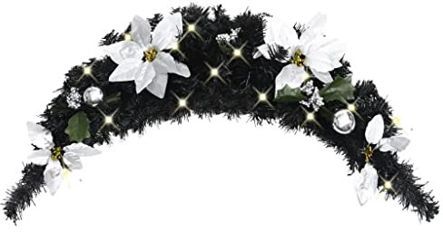 AJJHUUKI Decoración-Decoración de temporada y festividad-Iluminación de Navidad Arco de Navidad con luces LED Negro 90 cm PVC