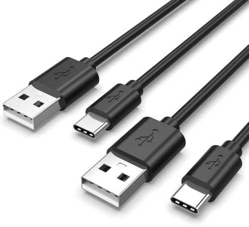 Superer 1.5M+1.5M USB-C Charging Cable Fit for Sony PS5 Controller, Switch | Fit for Xbox Series X/S, Extra Long, Fast Charging Type-C Cord for Gaming (Black, 1.5M (2 Pack), Standard PVC Cable)