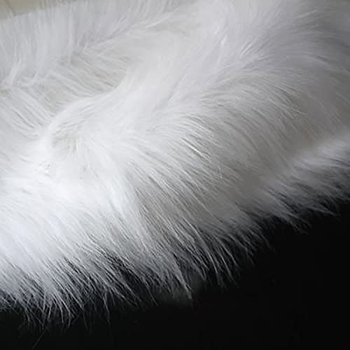 GQZJY Zotteliges langfloriges Kunstfellmaterial Flauschiger Stoff Plüschstoff für Kostüme Modeteppiche Requisiten Kulissen Cosplay Stuhldekoration 1,5 x 0,5 m(Color:weiß)