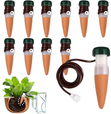 7JI Auto di Irrigazione Sistema di Innaffiatura del Giardino Spikes, Irrigatore per Piante con Tubo, cono di Argilla per Irrigazione Fiori, per Piante in vaso, Balcone e Bonsai(10 pezzi)