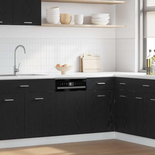 YuuSsea Geschirrspülerblende Lyon Schwarz Eichen-Optik, 45x1,5x67 cm, Holzwerkstoff, feuchtigkeitsbeständig, modernes Design, Küchenschrank-Aufbewahrung, pflegeleicht