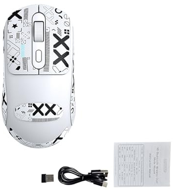 Domary Souris sans Fil Double Mode X8, Batterie Rechargeable de 500 MAh, Souris de Jeu avec 3 DPI Réglables, Conception Ergonomique pour PC Portable, ABS Noir (Blanche)