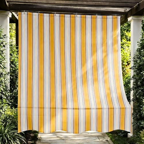 VKZ Tenda da Sole a Caduta per Balcone 290x290 cm, Tenda Parasole Esterno con Strisce, Protezione UV, Tenda da Sole Verticale per Terrazza, Balcone e Giardino (Giallo)