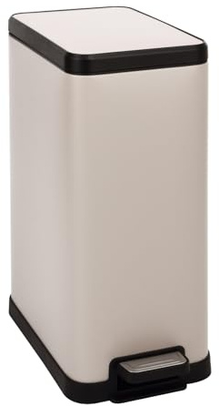 SVITA STM15 Mülleimer Treteimer Tretmülleimer Abfalleimer 15l inkl. Inneneimer Softclose-Deckel Fußpedal freistehend rechteckig Taupe