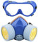 Ewolee Complete Respiratory Protection Against Industrial Chemical Paint, Gas for Pesticides, Anti-Dust Mask with Two Valves Glasses Set, Blue
