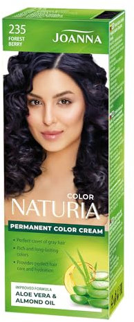 Joanna Naturia Color Haarfarbe für Frauen - Sorgt für Lang Anhaltende Farbe - Enthält Aloe vera und Mandelöl - Attraktive und Tiefe Haarfarbe - Farbe Waldbeere
