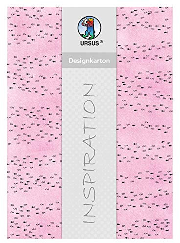 Ursus 62414603F - Designkarton, Halleluja, rosa, DIN A4, 200 g/qm, 5 Blatt, mit Banderole, beidseitig bedruckt, Vorderseite mit Motiv, Rückseite einfarbig, ideal für vielerlei Bastelarbeiten