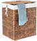 Casa Mina® Wäschekorb mit Deckel 44 x 35 x 54cm hoch I Atmungsaktiver Wäschekorb geflochten aus 100% Naturfaser I Robuster Wäschesammler mit Griffen & waschbarem Innensack I Wäschekörbe - Busan