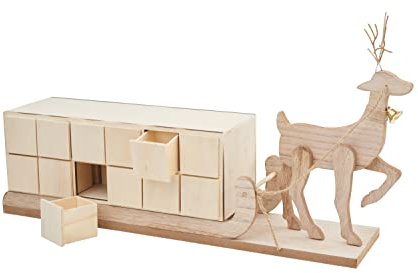 VBS Adventskalender Rentier mit Schlitten 52,5x12x29cm unbehandelt Advent