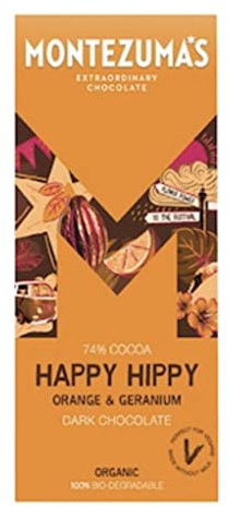 Montezuma Happy Hippy - Dark Chocolate with Orange and Geranium Bar 90g X 6