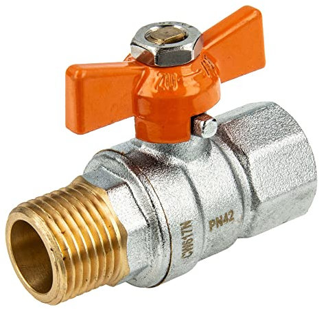 HSE UNISOL Solarkugelhahn Typ 1615, Innen- x Außengewinde Rp 3/4 Zoll (DN 20), Flügelgriff, MS-verchromt