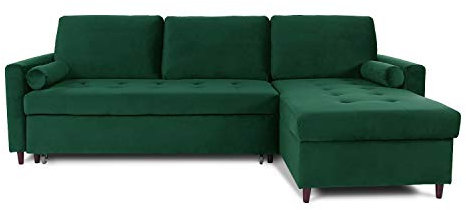 INTENSE DECO Canapé d'angle Convertible réversible Claudio en Velours Vert