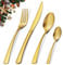 Cutlery Set, BEWOS 16-Piece Matt Gold Stainless Steel Flatware Set, Tableware Silverware Set with Spoon Knife and Fork Set, Service for 4, Dishwasher Safe/Easy Clean