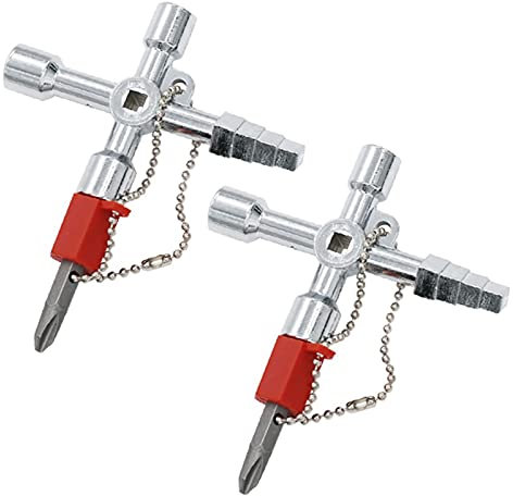2 Pcs Radiator Key,Triangle Key,Universal Utility Plumbers Key,Water and Electricity Key,Metal Square Opening Keys,Meter Box Key,Plumbing Multi Cross Key,Faucet Utility Multi-Functional Spanner,keys