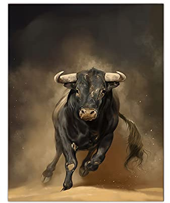 Blanriguelo Abstrakte Laufender Stier Bilder Gemälde Auf Leinwand Wandkunst Poster & Drucke Wohnzimmer Schlafzimmer Wohnkultur 60x90cm (60x90cm) Rahmenlos
