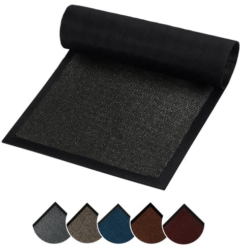 Circle of trust Dirt Trapper Black Door Mat Indoor & Outdoor 40x60cm Doormat - Non Slip Rubber Back Floor Mat - Super Absorbent Heavy Duty Mat, Washable Door Mat Barrier Mat