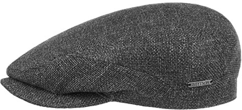 Stetson Taleco Wool Flatcap mit Leinen Herren - Made in The EU - Mit Schurwolle und Leinen - Gefüttert mit Baumwolle - Newsboy Cap - Schirmlänge 5 cm - Schirmmütze Frühjahr/Sommer anthrazit 59 cm