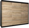 MEBLE KRYSPOL Schwebetürenschrank Verona 1 250 cm Kleiderschrank mit Kleiderstange und Einlegeboden Schlafzimmer- Wohnzimmerschrank Schiebetüren Modern Design (Schubladen: 0, Schwarz + Sonoma)