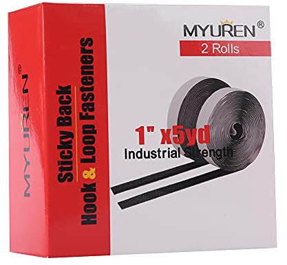 MYUREN 25mm di Larghezza Ganci Nastro Adesivo, Strisce Laccio Adesivo, hook loop autoadesivo per Lavori di Casa, fai da te, Lavori Manuali (4.5m,Nero