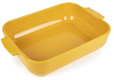 PEUGEOT - Rectangular Ceramic Baking Dish - 32 cm x 20 cm x 6.5 cm - Capacity: 2.7 L - 10 Year Guarantee - Made In France - Saffron Yellow Colour