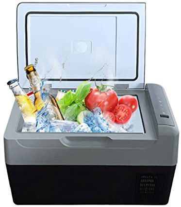 22 litros Nevera Portátil Eléctrica Refrigerador de Coche 12V 24V Mini Frigorífico CA 110-230v, Refrigeración Eficiente -20℃ - 20℃ con 2 Asas Laterales para Hogar, Camping, Viajes, Automóvil